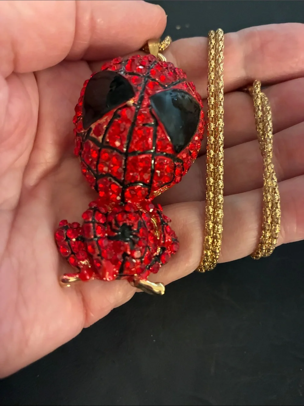 Spider-Man Red Crystal Pendant Necklace. NWOT